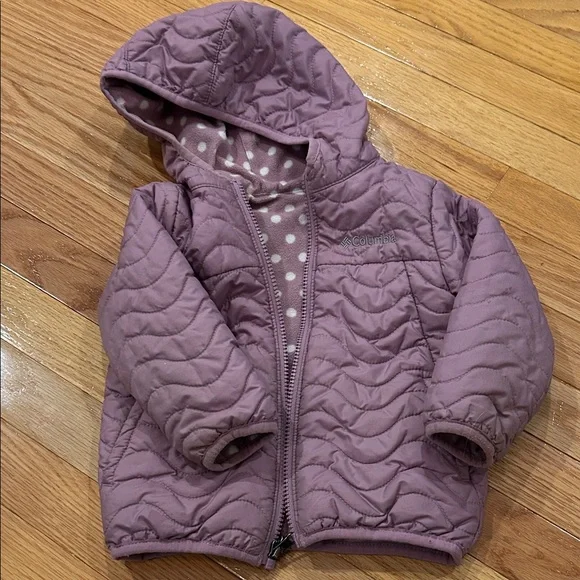 Columbia Quilted Jacket in Dusty Purple with Polka Dot Lining - Picture 1 of 7